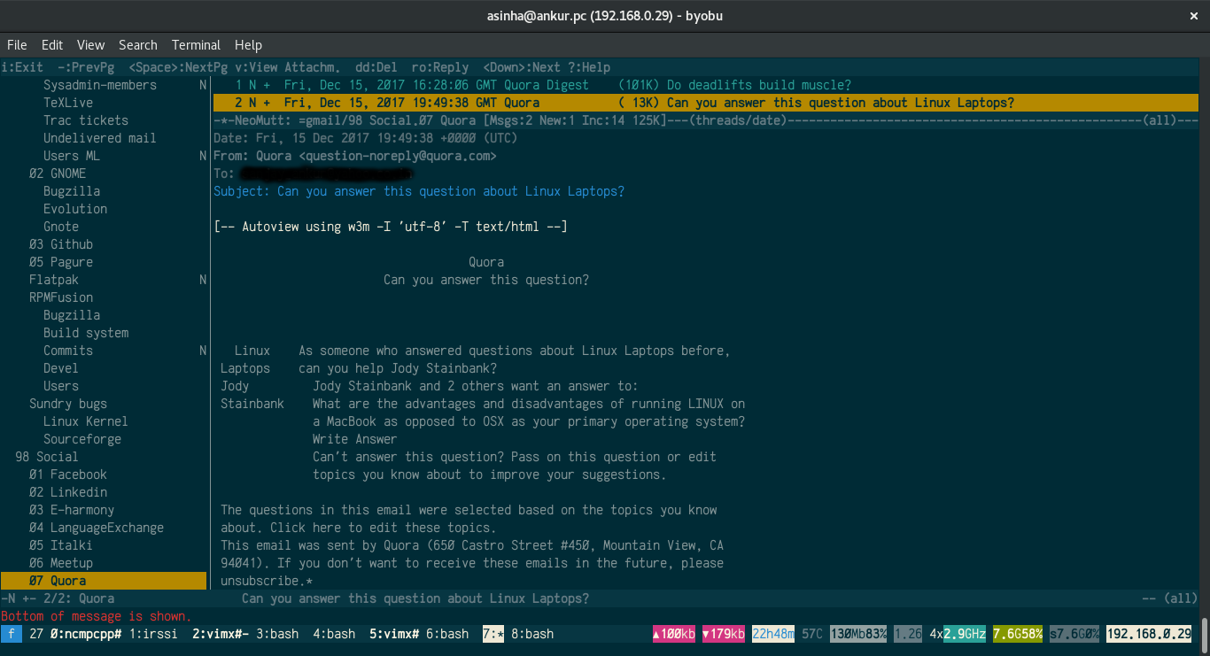 A screenshot of Neomutt showing HTML e-mail.